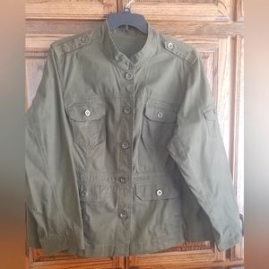 Kohls Sonoma Women's Plus Size 3X Army Green Military Jacket~